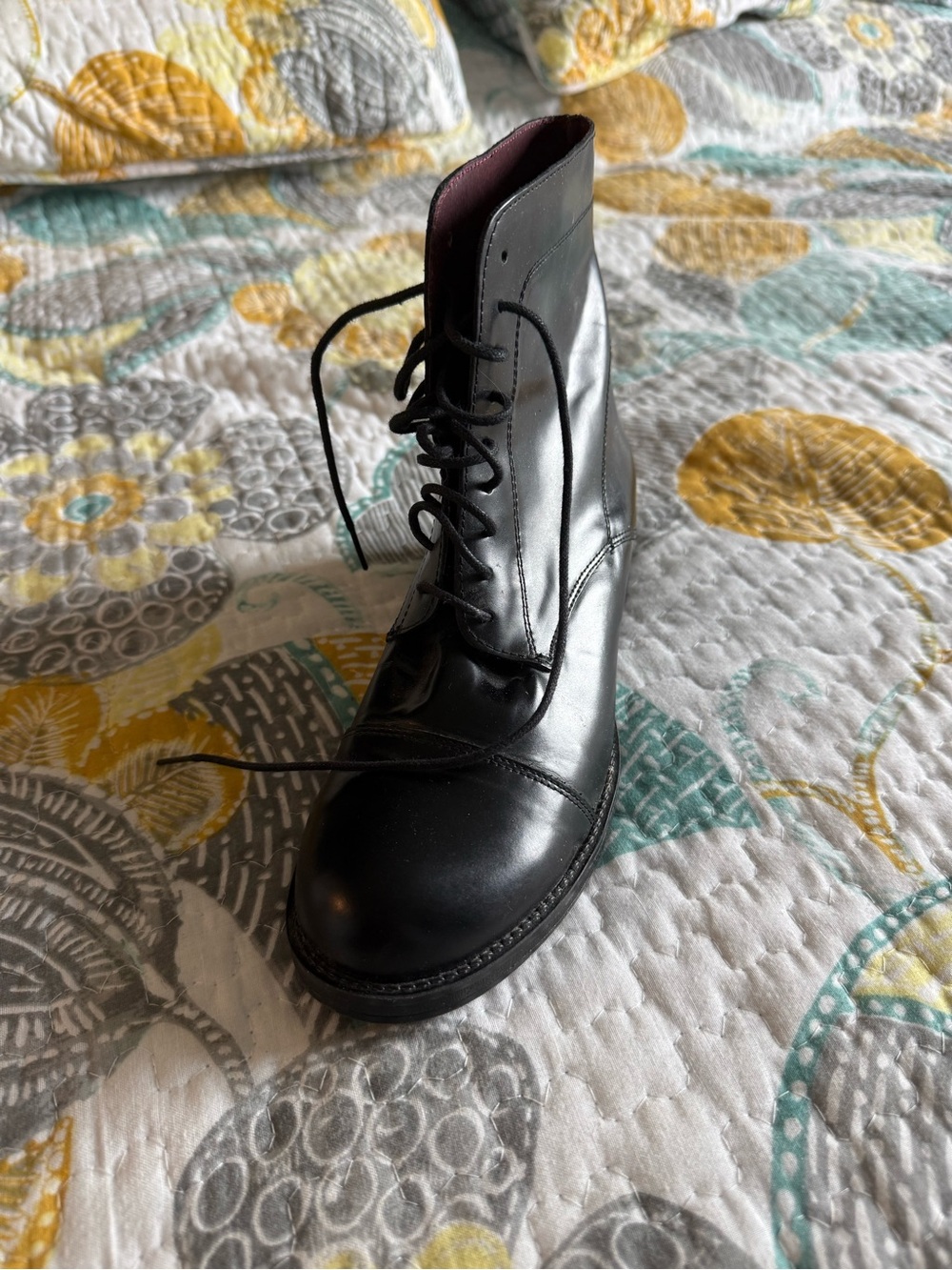 Black Leather women’s ankle boots lace up